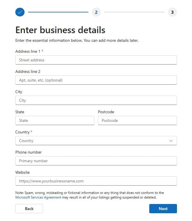 Enter Your Business Details (Address and Contact Info)