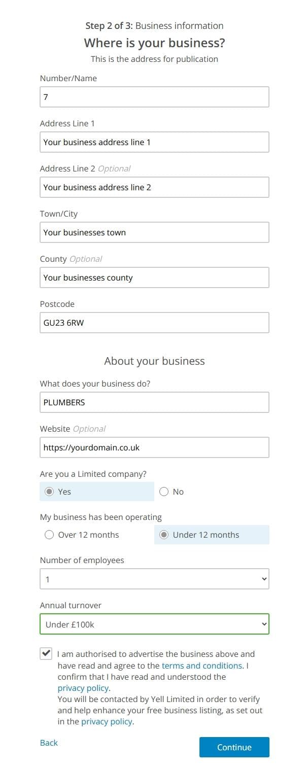 Provide Your Address and Business Details