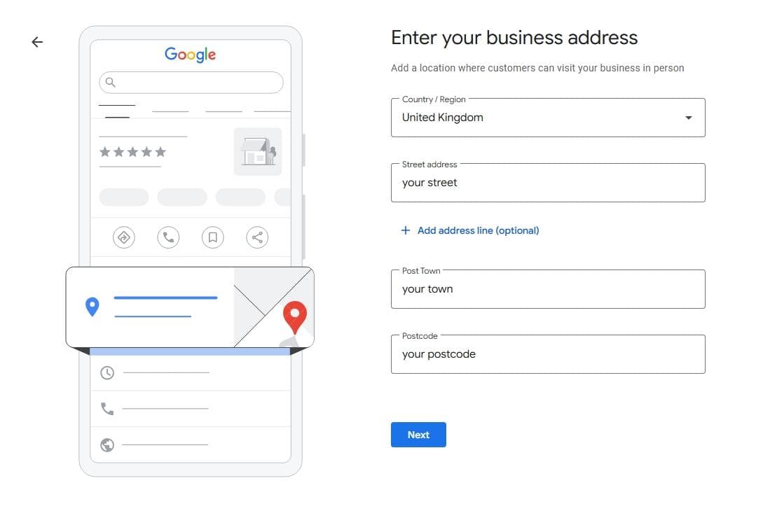 Enter Your Business Address (If You Selected "Yes" in Step 3)