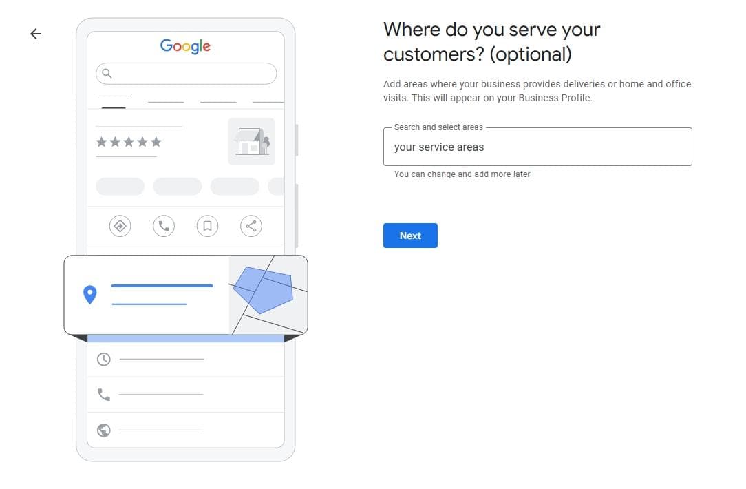 Define Your Service Area and Region (If You Selected "No" in Step 3)