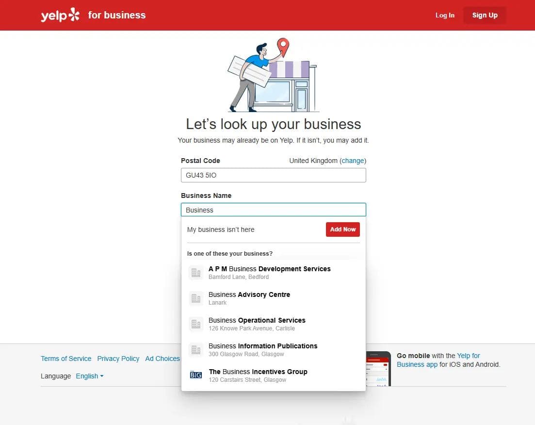 Check for an Existing Yelp Listing