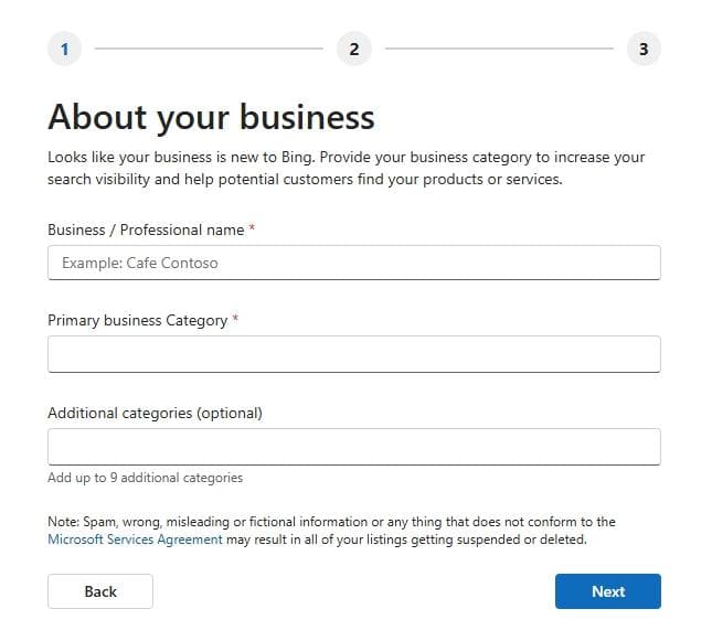 Fill Out Your "About Your Business" Details
