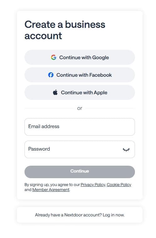 Go to Nextdoor for Business and Create an Account
